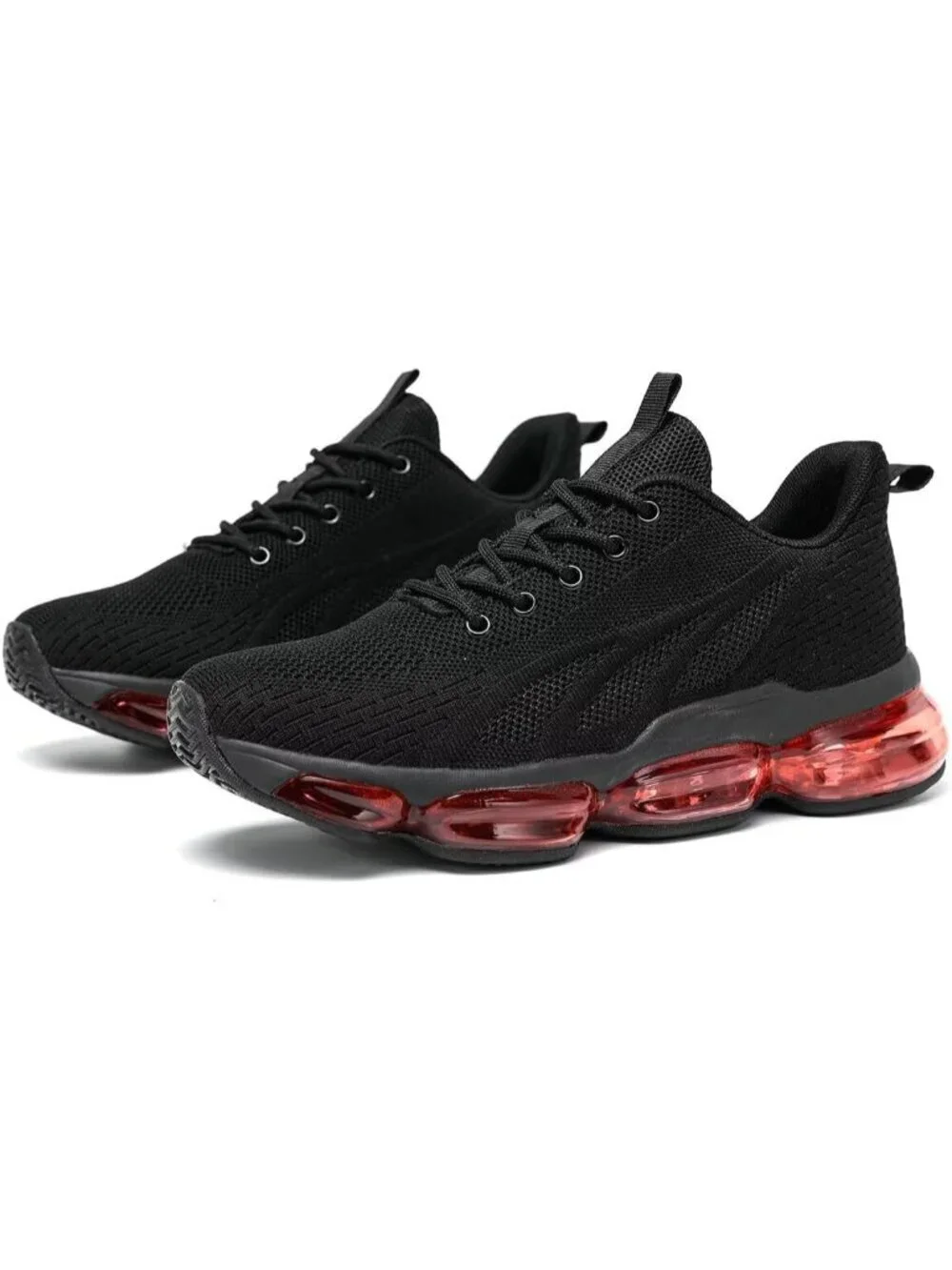 Men's Black Red Walking Running Shoes Breathable Fashion Tennis Casual Sneakers